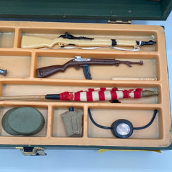 Hasbro Vintage 1960s GI Joe Footlocker with Original Tray and Loaded with Vintage 12” GI-Joe and GI-Joe Like Clothing and Accessories from the 1960s & 1970s
