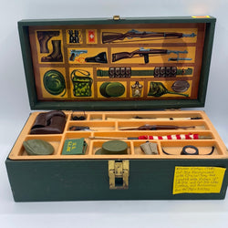 Hasbro Vintage 1960s GI Joe Footlocker with Original Tray and Loaded with Vintage 12” GI-Joe and GI-Joe Like Clothing and Accessories from the 1960s & 1970s