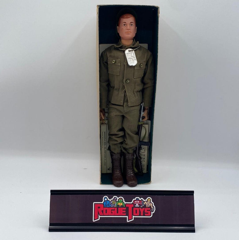 Hasbro 1964 Vintage GI Joe Action Soldier 12” Figure Doll in Original Box with Uniform, Dog Tags, Rifle, Army Manual, Pfficial Gear & Equipment Manual, Sticker Sheet, and Other Paperwork (Painted Hair Redhead) - Rogue Toys