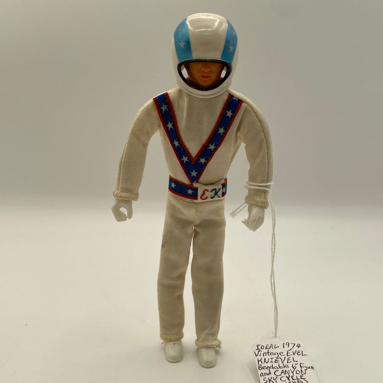 Ideal 1974 Vintage Evel Knievel Bendable 6” Figure and Canyon Sky Cycle (Incomplete)