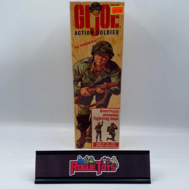Hasbro 1964 Vintage GI Joe Action Soldier 12” Figure Doll in Original Box with Uniform, Dog Tags, Rifle, Army Manual, Pfficial Gear & Equipment Manual, Sticker Sheet, and Other Paperwork (Painted Hair Redhead) - Rogue Toys