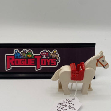 Lego System White Horse w/ Red Saddle - Rogue Toys