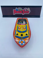Vintage Japanese Pop Pop Boat Metal Toy Hisimo Sangyou (Open, Missing Wax & Straw)