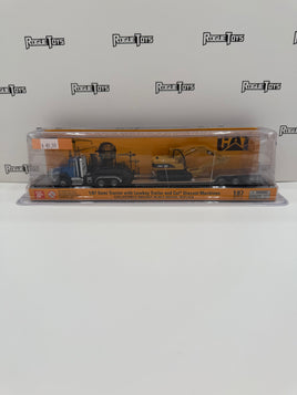 Peccar Cat 1/87 Semi Tractor with Lowboy Trailer and Cat Diecast Machines