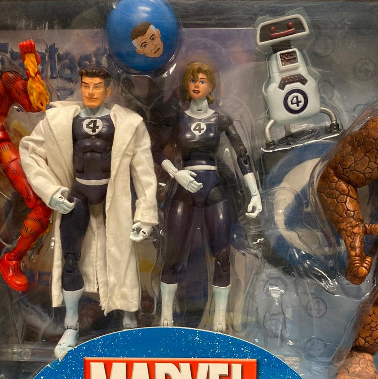 ToyBiz Marvel Legends Fantastic Four | Mr. Fanstastic | Invisible Woman | Human Torch | The Thing | Dr Doom | (Missing Little Franklin Richards) (Has Poster) - Rogue Toys