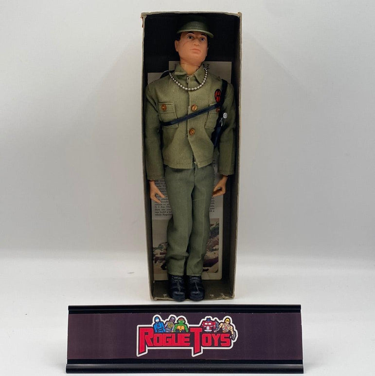 Hasbro 1970 Vintage GI Joe Man of Action with Life Like Hair 12” Action Figure Doll in Original Box with Uniform, Gun, Holster, Dog Tag, Boot Removal Instructions, and Battle Scenes Pamphlet - Rogue Toys