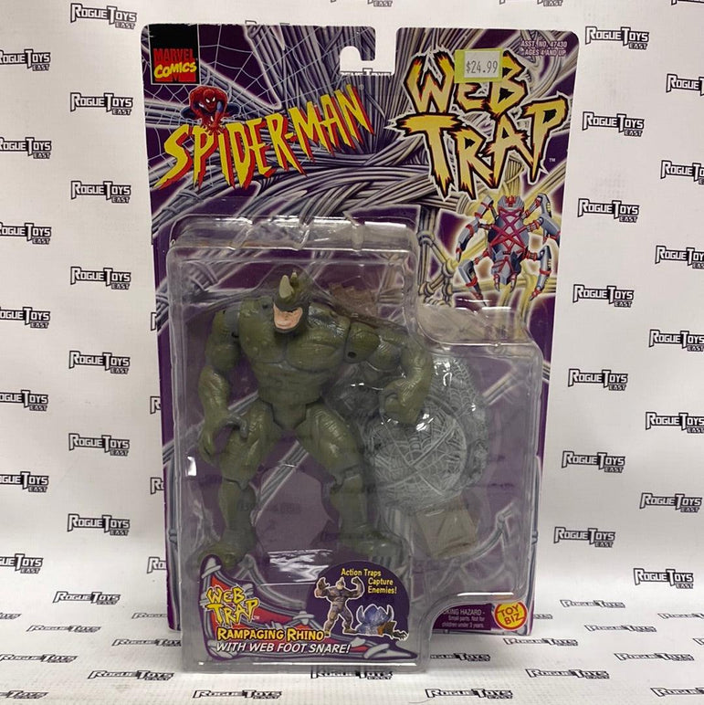 ToyBiz Marvel Comics Spider-Man Web Trap Rampaging Rhino with Web Foot Snare - Rogue Toys