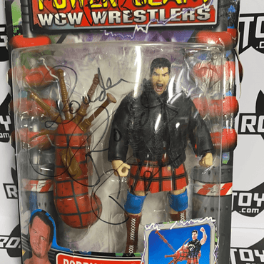 ToyBiz Power Slam WCW Wrestlers Roddy Piper with Missile Firing Bag Pipes and Hammer Punching Action Autographed - Rogue Toys